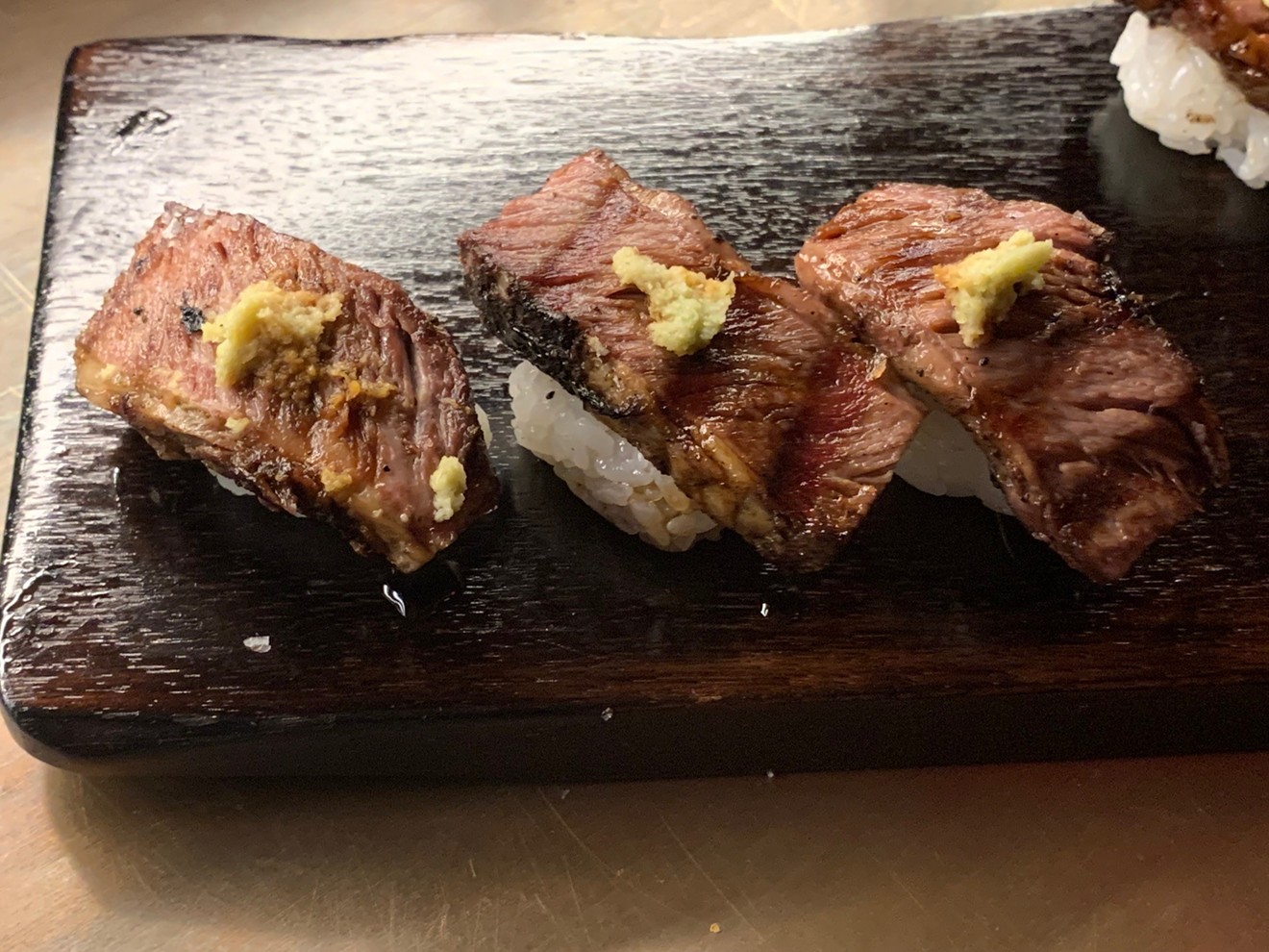 It only takes 72 hours to make this delicious short rib nigiri.