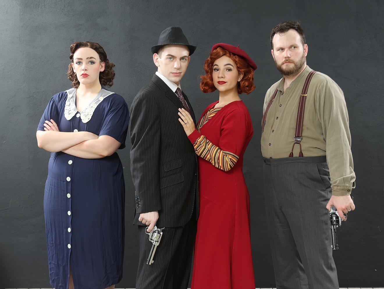 Kinley Pletzer, Austin Colburn, Jackie Cortina and Taylor Fisher in The Garden Theatre’s production of Bonnie & Clyde.