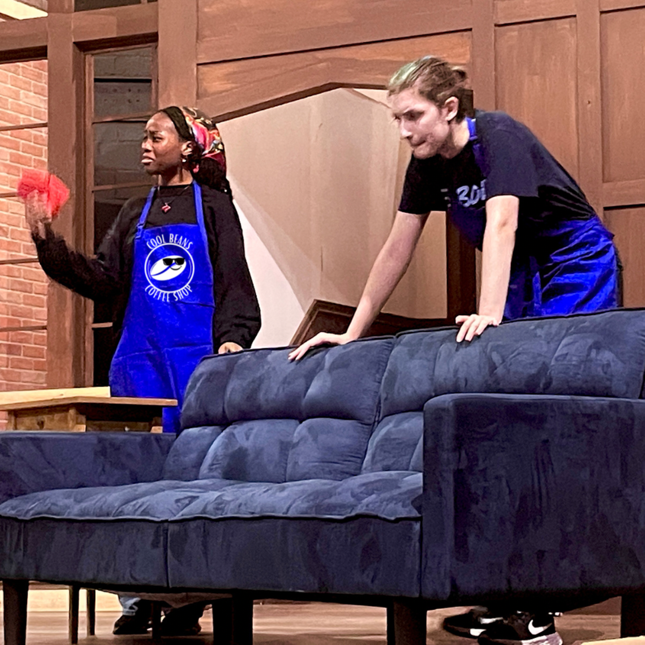 Edith Ibeke and Paola Hoffman in The Rice Players’ production of That Thing in The Bathroom.