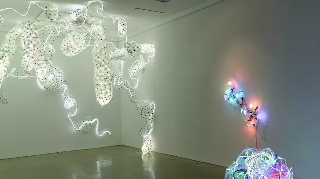 Image: Collector Extraordinaire, Lester Marks in conversation with renowned Light Artist, Adela Andea, February 25!