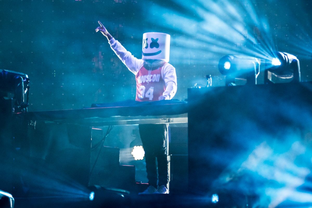 Marshmello demands action from the crowd.
