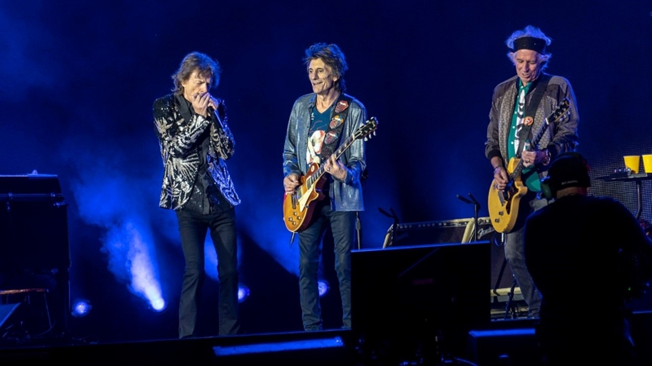 The Rolling Stones (Mick Jagger, Ronnie Wood and Keith Richards, seen here not snorting his father's ashes) will kick of their summer tour on Sunday at NRG Stadium.  Shows from Ally Venable, The Community Music Center of Houston and Bad Bunny are also on tap this week.