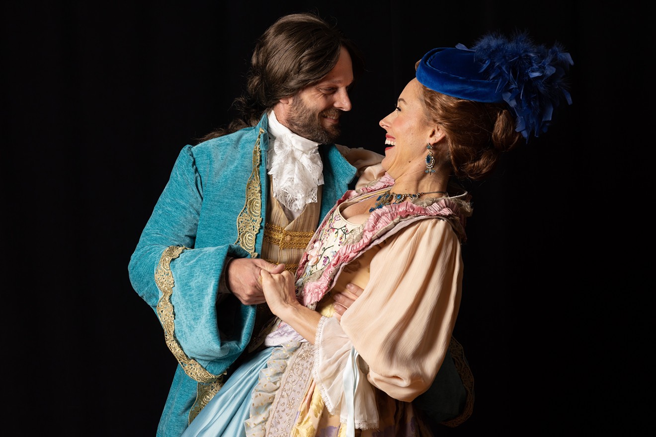 Jay Sullivan and Allison Pistorius in Much Ado About Nothing at the Houston Shakespeare Festival.