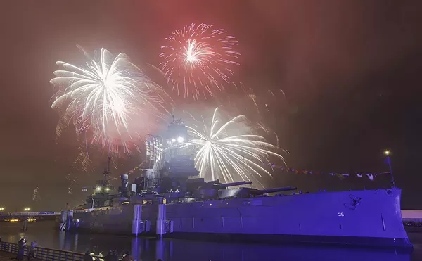 Image: Sparks & Stripes Over Battleship Texas