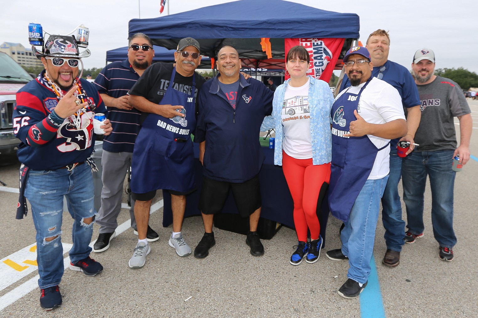 Texans fans at tailgate parties before game against Browns