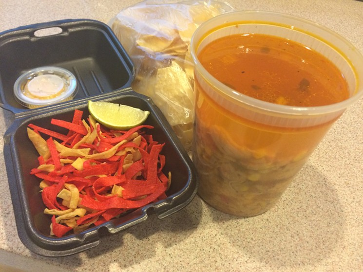 Tortilla soup rides home unscathed. - PHOTO BY LORRETTA RUGGIERO
