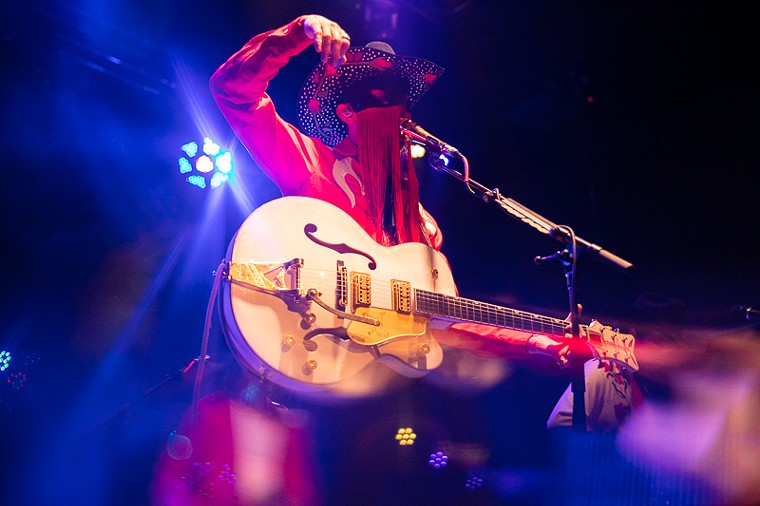 Orville Peck shows the ultimate flair in the White Oak Music Hall.  - PHOTOGRAPH BY VIOLETA ALVAREZ
