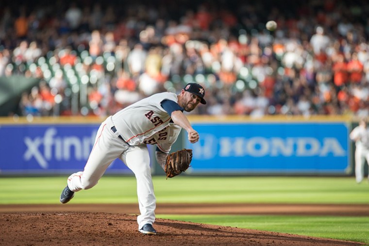 Despite a hiccup, Ryan Pressly's return is a boost for the Astros bullpen. - PHOTO BY JACK GORMAN