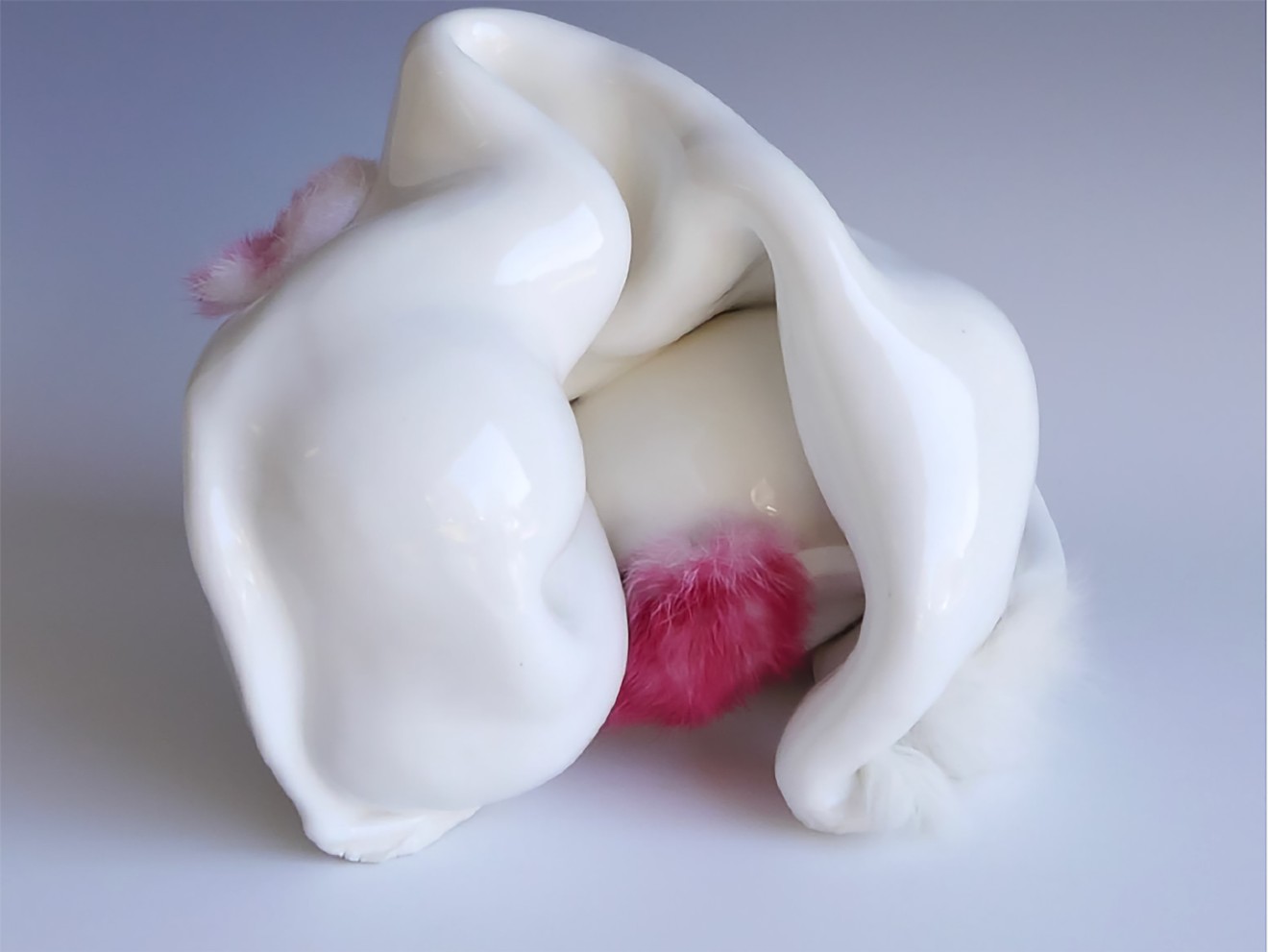 Terra Goolsby, “Snake 2”, 2022, Porcelain and fur, 7x8x9 inches