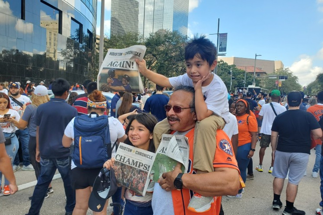 Parade-goers celebrated an Astros World Series win Monday