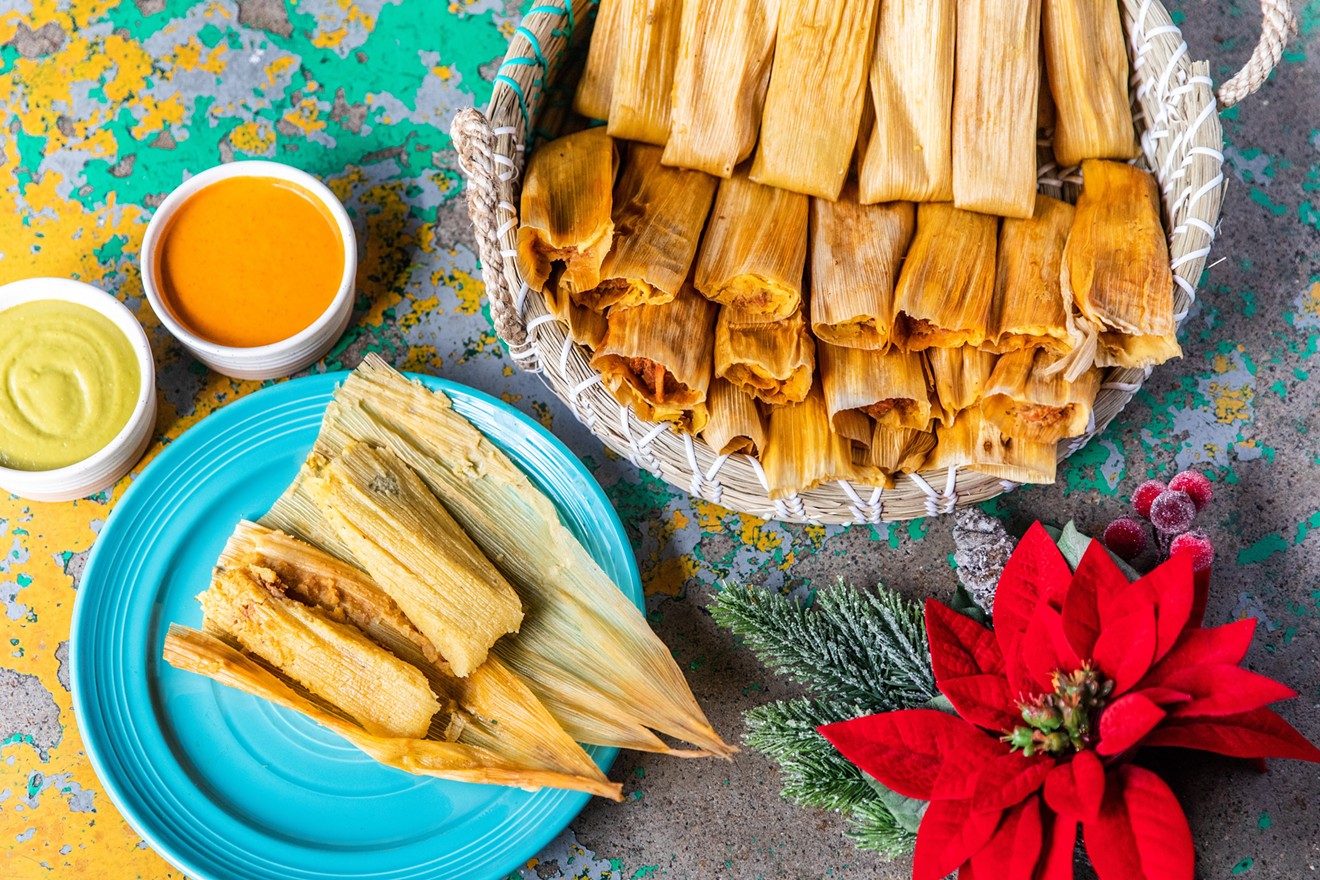 Monkey's Tail has brought back its holiday tamales, available in red chile pork and green chile chicken, by the dozen and half-dozen.