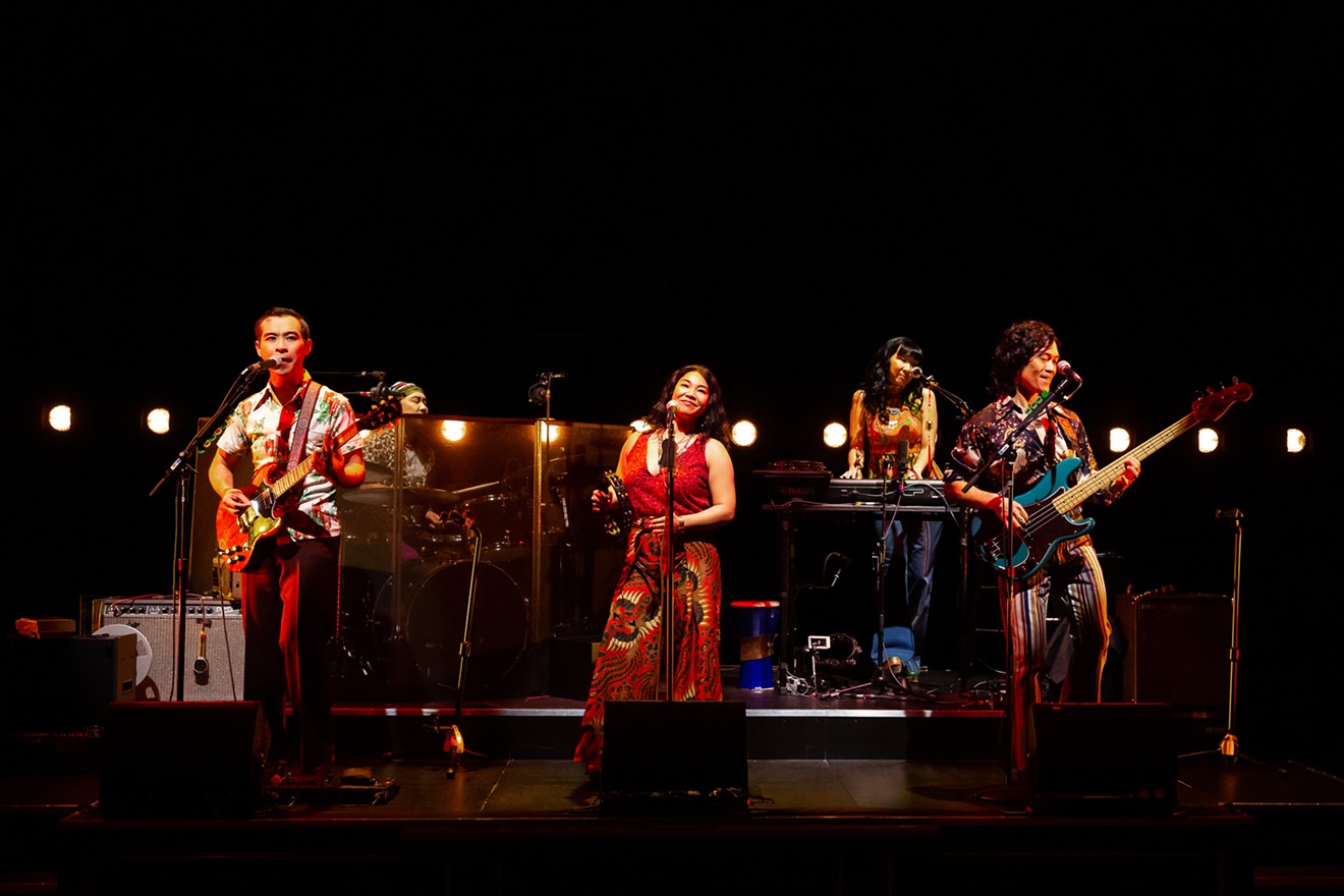 Joe Ngo, Abraham Kim, Geena Quintos, Jane Lui and Moses Villarama in Alley Theatre’s co-production of
Cambodian Rock Band