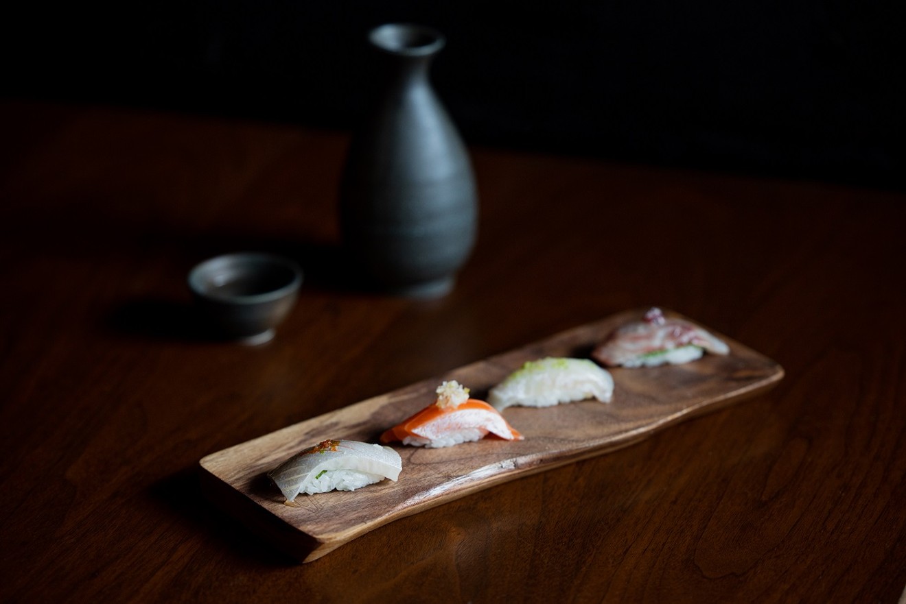 Uchiko's Land & Sea dinner features ten courses from nigiri to dry aged New York steak.