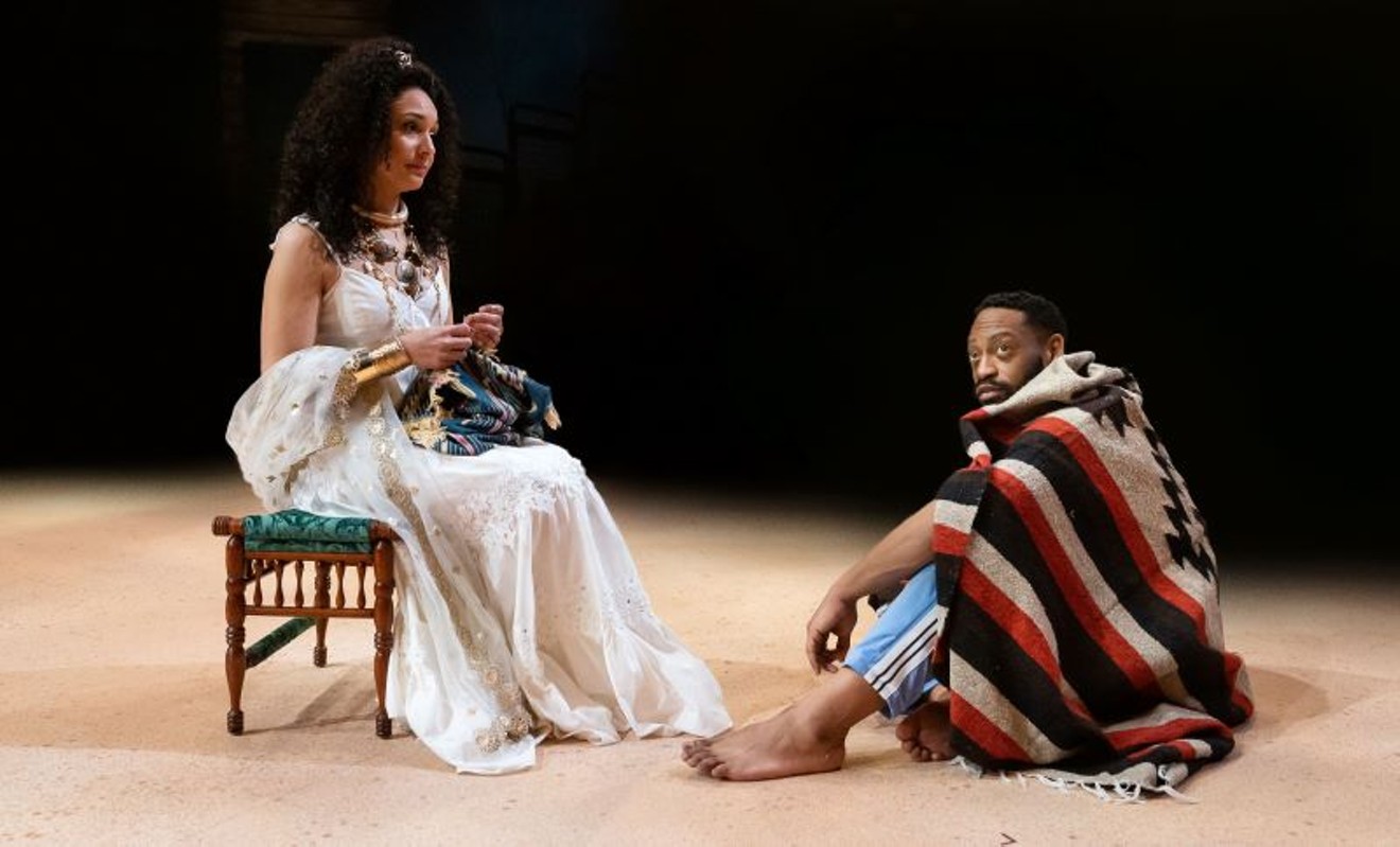 Turns out Penelope (Vanessa R. Butler) will have to wait even longer to deliver this particular version of The Odyssey. Seen here with Gabriel Lawrence in the role of Odysseus.