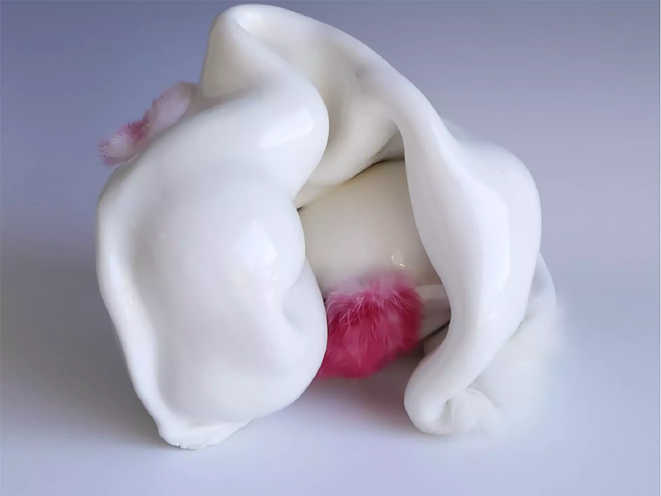 Terra Goolsby, &ldquo;Snake 2&rdquo;, 2022, Porcelain and fur, 7x8x9 inches