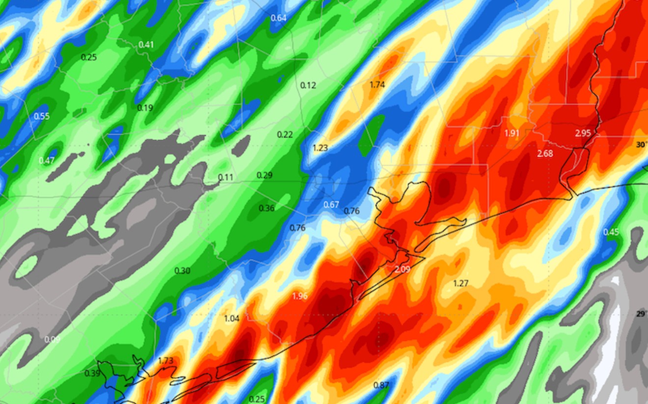 Forecast for rain accumulation on Wednesday between midnight and 6 a.m.