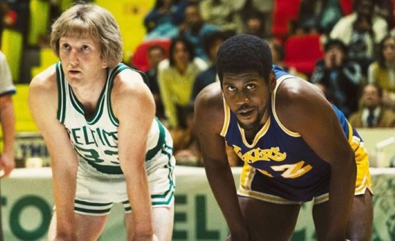 Larry Bird and Magic Johnson as depicted in the second season of Winning Time on HBO.